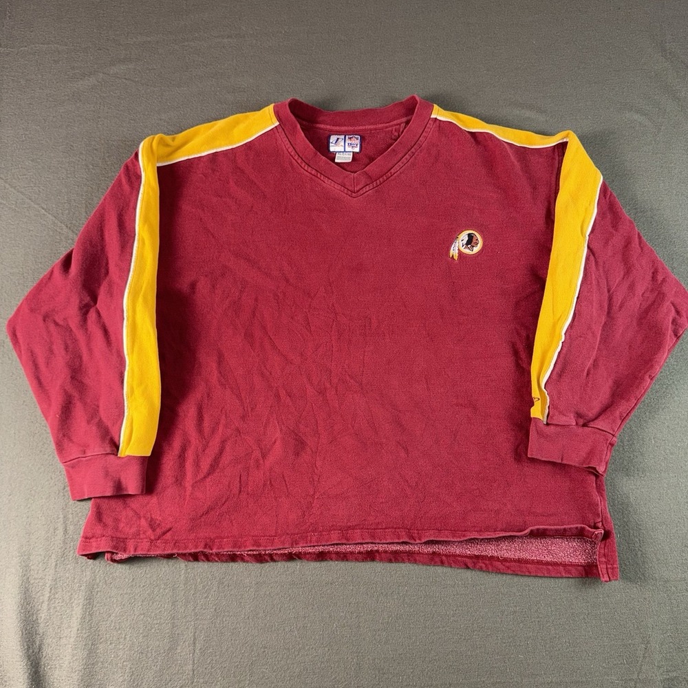Vintage 90s Logo Athletic Washington Redskins VNeck Sweatshirt Mens XL Red